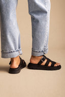 Flatform Sandals Side Buckle - Black Suede-Flatform Sandals, Sandals, Shoes, TFP Collection, Women’s Collection, New In Shoes, New In Sandals, All, Summer Shoes Sale, Summer Sandals Sale, Sales, All but outlet, Editor’s Choice, Shoes Sales, Gifts 50€ & Under, The Fashion Edit, Leather Shoes, SS 2026 Collection, TFP/Estil, Sandals New & Selected, Sandals SALE, Flatform SALE
