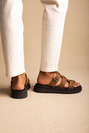 Flatform Sandals Side Buckle - Mocha Suede