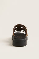 Flatform Sandals Side Buckle - Mocha Suede