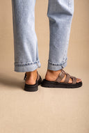 Flatform Sandals Side Buckle - Stone Suede