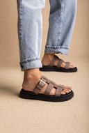 Flatform Sandals Side Buckle - Stone Suede-Flatform Sandals, Sandals, Shoes, TFP Collection, Women’s Collection, New In Shoes, New In Sandals, All, Summer Shoes Sale, Summer Sandals Sale, Sales, All but outlet, Editor’s Choice, Shoes Sales, Gifts 50€ & Under, The Fashion Edit, Leather Shoes, SS 2026 Collection, TFP/Estil, Sandals New & Selected, Sandals SALE, Flatform SALE