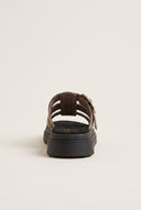 Flatform Sandals Side Buckle - Stone Suede