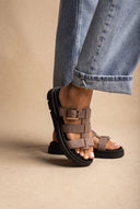 Flatform Sandals Side Buckle - Stone Suede-Flatform Sandals, Sandals, Shoes, TFP Collection, Women’s Collection, New In Shoes, New In Sandals, All, Summer Shoes Sale, Summer Sandals Sale, Sales, All but outlet, Editor’s Choice, Shoes Sales, Gifts 50€ & Under, The Fashion Edit, Leather Shoes, SS 2026 Collection, TFP/Estil, Sandals New & Selected, Sandals SALE, Flatform SALE