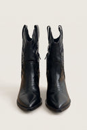 Cowboy Ankle Boots Block Heel - Black Matte-Cowboy Ankle Boots Block Heel - Black Matte