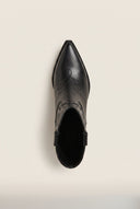 Cowboy Ankle Boots Block Heel - Black Matte-Cowboy Ankle Boots Block Heel - Black Matte