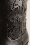 Cowboy Ankle Boots Block Heel - Black Matte-Cowboy Ankle Boots Block Heel - Black Matte
