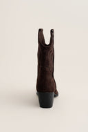 Cowboy Ankle Boots Block Heel - Brown Suede-Cowboy Ankle Boots Block Heel - Brown Suede