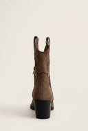 Cowboy Ankle Boots Block Heel - Camel Suede-Cowboy Ankle Boots Block Heel - Camel Suede