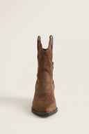 Cowboy Ankle Boots Block Heel - Camel Suede-Cowboy Ankle Boots Block Heel - Camel Suede