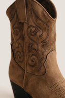 Cowboy Ankle Boots Block Heel - Camel Suede-Cowboy Ankle Boots Block Heel - Camel Suede