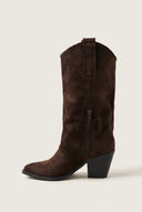 Western Boots Block Heel Gaiter - Brown Suede