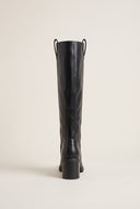 Block Heel Boots Round Toe - Black Matte