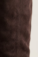 Block Heel Boots Round Toe - Brown Suede