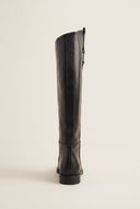 Flat Riding Boots Metallic Detail - Black Matte-Flat Riding Boots Metallic Detail - Black Matte