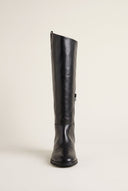 Flat Riding Boots Metallic Detail - Black Matte-Flat Riding Boots Metallic Detail - Black Matte