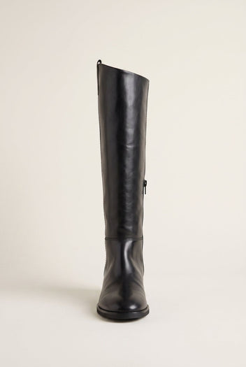 Flat Riding Boots Metallic Detail - Black Matte-Flat Riding Boots Metallic Detail - Black Matte