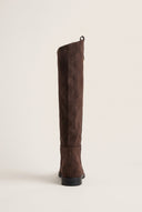Flat Riding Boots Metallic Detail - Brown Suede-Flat Riding Boots Metallic Detail - Brown Suede
