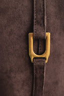 Flat Riding Boots Metallic Detail - Brown Suede-Flat Riding Boots Metallic Detail - Brown Suede