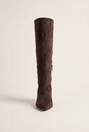 Kitten Heel Boots Pointed Toe - Brown Suede