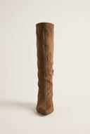 Kitten Heel Boots Pointed Toe - Camel Suede