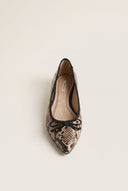 Pointed Toe Ballet Flats - Beige Snake Print-Pointed Toe Ballet Flats - Beige Snake Print