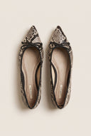 Pointed Toe Ballet Flats - Beige Snake Print-Pointed Toe Ballet Flats - Beige Snake Print