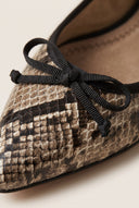 Pointed Toe Ballet Flats - Beige Snake Print-Pointed Toe Ballet Flats - Beige Snake Print