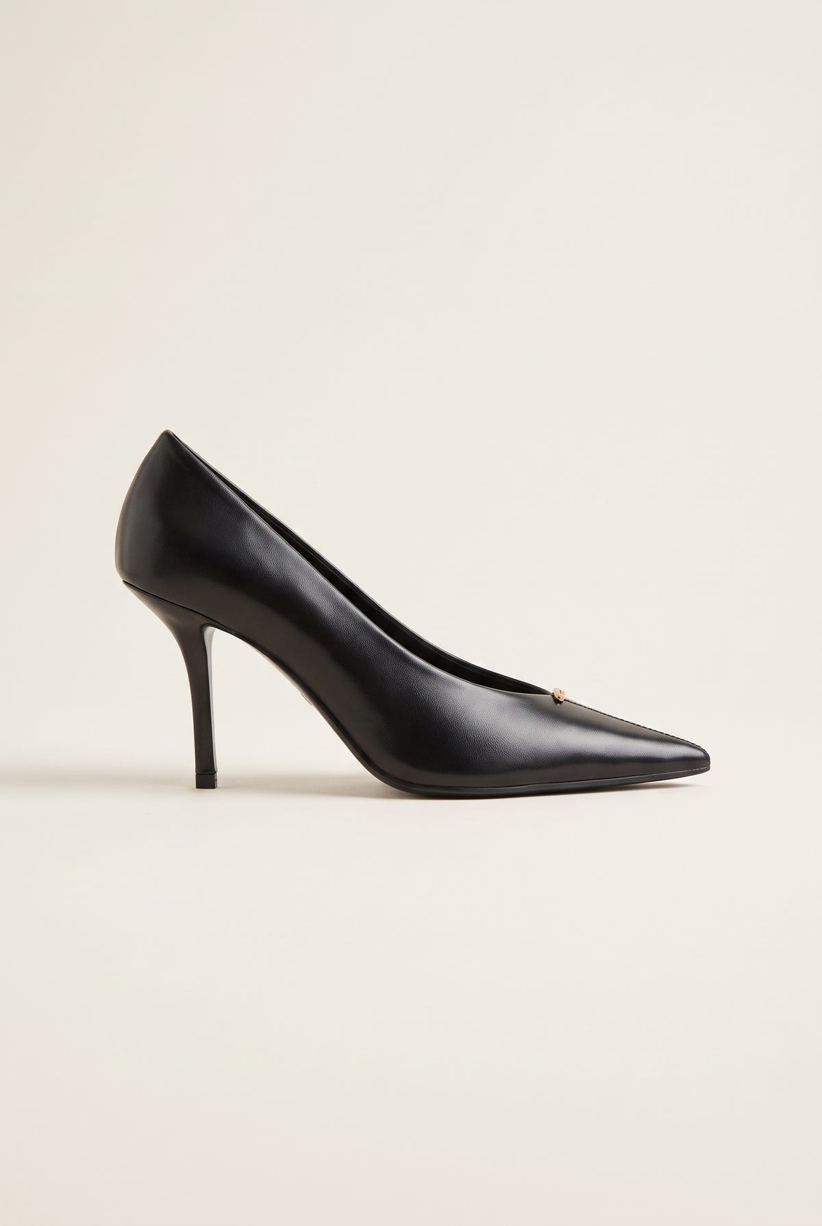 Stiletto Pumps Pointed Toe - Black Crinkled Patent
