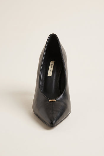Stiletto Pumps Pointed Toe - Black Crinkled Patent