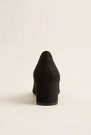 Square Heel Pumps Pointed Toe - Black Suede-Square Heel Pumps Pointed Toe - Black Suede