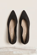 Square Heel Pumps Pointed Toe - Black Suede-Square Heel Pumps Pointed Toe - Black Suede