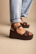 Platform Sandals Crossover Strap - Brown Suede-Platform Sandals Crossover Strap - Brown Suede