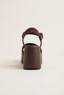 Platform Sandals Crossover Strap - Brown Suede