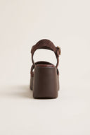 Platform Sandals Crossover Strap - Brown Suede