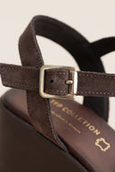 Platform Sandals Crossover Strap - Brown Suede