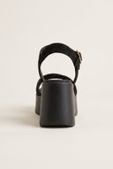 Platform Sandals Crossover Strap - Black Suede