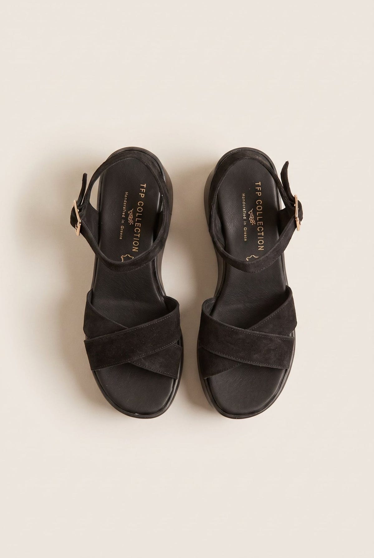 Platform Sandals Crossover Strap - Black Suede-Platforms, Shoes, TFP Collection, Women’s Collection, New In Shoes, All, Summer Shoes Sale, Sales, All but outlet, Editor’s Choice, Shoes Sales, Recommended products (Seguno), Gifts 50€ & Under, The Fashion Edit, Leather Shoes, SS 2026 Collection, TFP/Estil, Platforms SALE