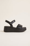 Flatform Sandals Velcro Strap - Black Matte-Flatform Sandals Velcro Strap - Black Matte
