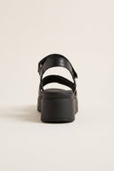 Flatform Sandals Velcro Strap - Black Matte-Flatform Sandals Velcro Strap - Black Matte