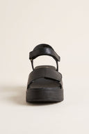 Flatform Sandals Velcro Strap - Black Matte-Flatform Sandals Velcro Strap - Black Matte