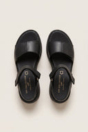 Flatform Sandals Velcro Strap - Black Matte-Flatform Sandals Velcro Strap - Black Matte