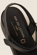 Flatform Sandals Velcro Strap - Black Matte-Flatform Sandals Velcro Strap - Black Matte
