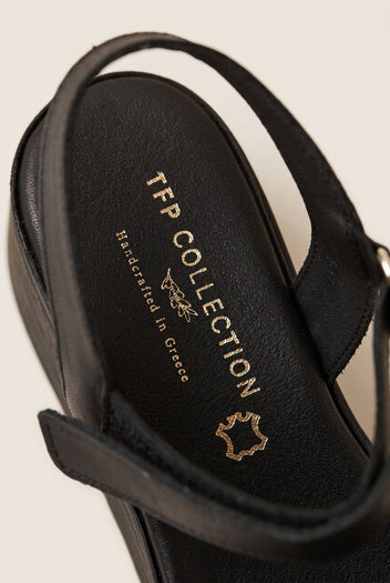 Flatform Sandals Velcro Strap - Black Matte-Flatform Sandals Velcro Strap - Black Matte