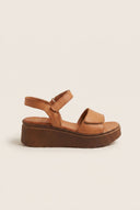 Flatform Sandals Velcro Strap - Brown Matte-Flatform Sandals Velcro Strap - Brown Matte