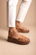 Flatform Sandals Velcro Strap - Brown Matte-Flatform Sandals Velcro Strap - Brown Matte