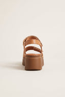 Flatform Sandals Velcro Strap - Tan Matte-Flatform Sandals Velcro Strap - Tan Matte