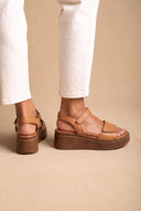 Flatform Sandals Velcro Strap - Brown Matte-Flatform Sandals Velcro Strap - Brown Matte