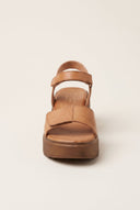 Flatform Sandals Velcro Strap - Brown Matte-Flatform Sandals Velcro Strap - Brown Matte