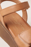 Flatform Sandals Velcro Strap - Tan Matte-Flatform Sandals Velcro Strap - Tan Matte