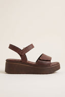 Flatform Sandals Velcro Strap - Brown Matte-Flatform Sandals Velcro Strap - Brown Matte